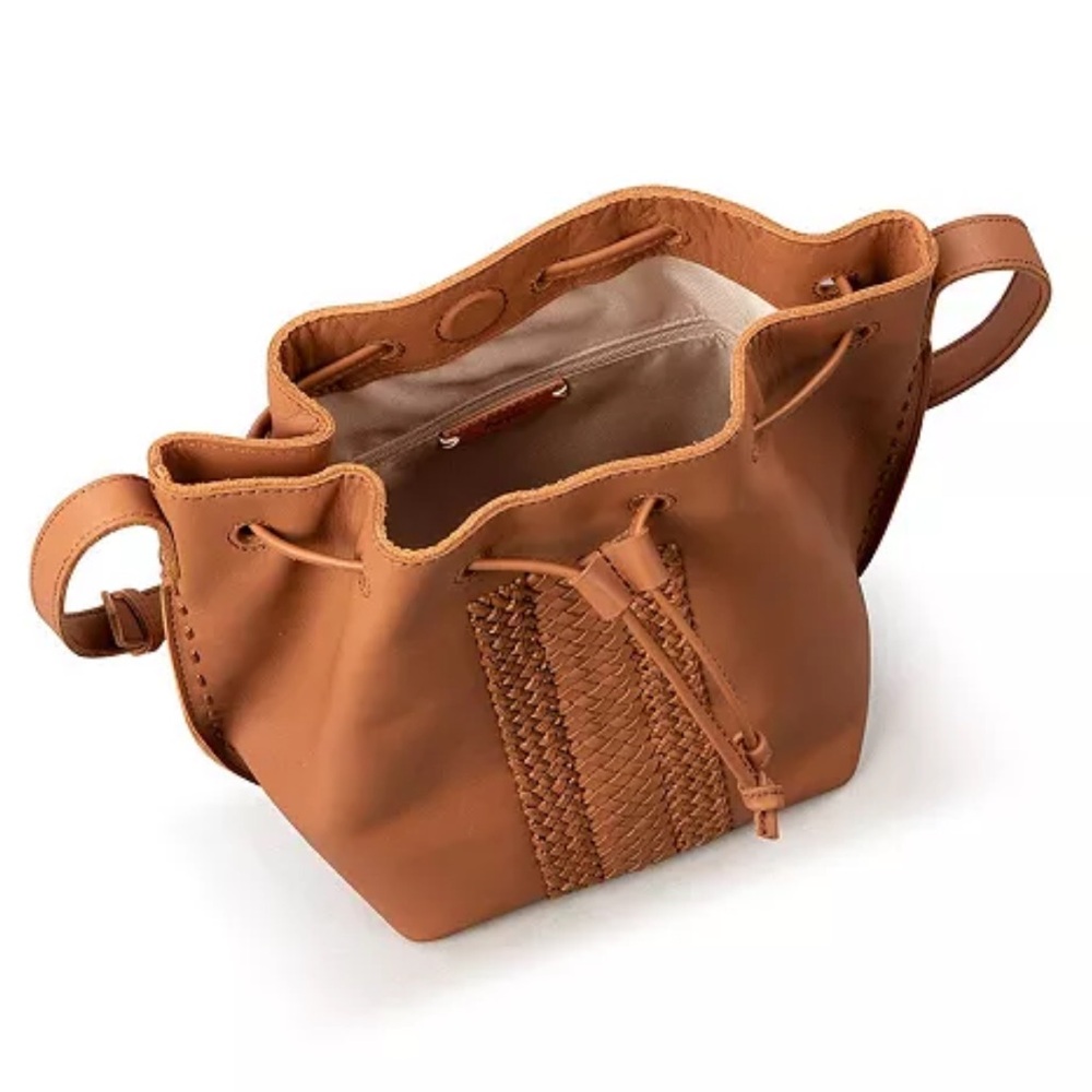The Sak MSRP $159 Ivy Crochet Leather Bucket Bag in Tobacco Vachetta Purse - Picture 6 of 16